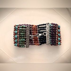 Vintage Multicolored Multilayered Beaded Cuff Bracelet